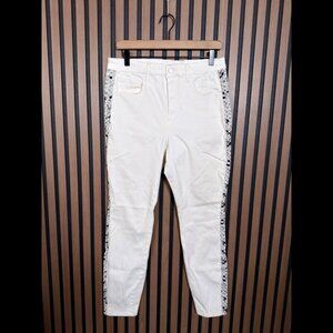 Good American Jeans 15 / 33 Womens White Snakeskin Trim Stretch Denim